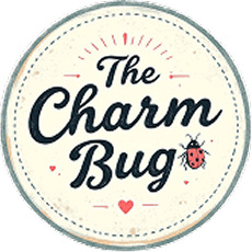 The Charm Bug logo with ladybug illustration.
