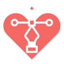 Heart with graphic design pen tool.