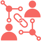 Network connections between abstract human figures.
